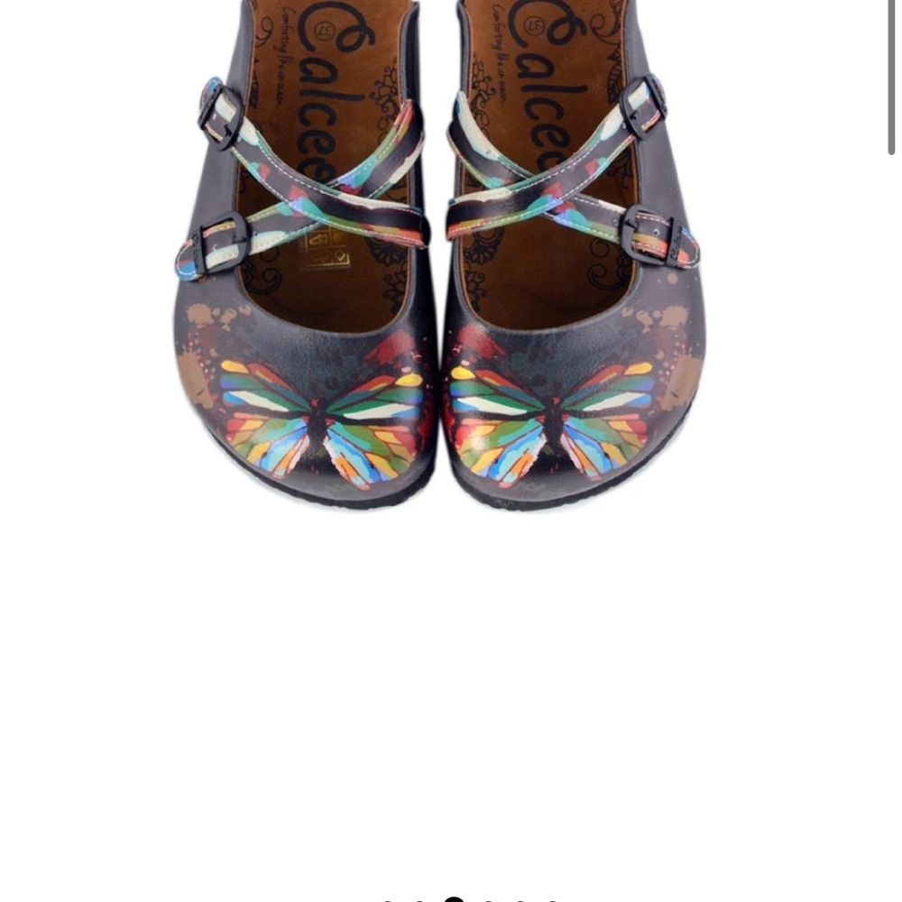 NWT Colorful Butterfly Design Women's Mules